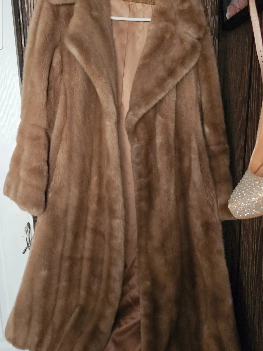 Sears Brown Faux Fur Long Coat